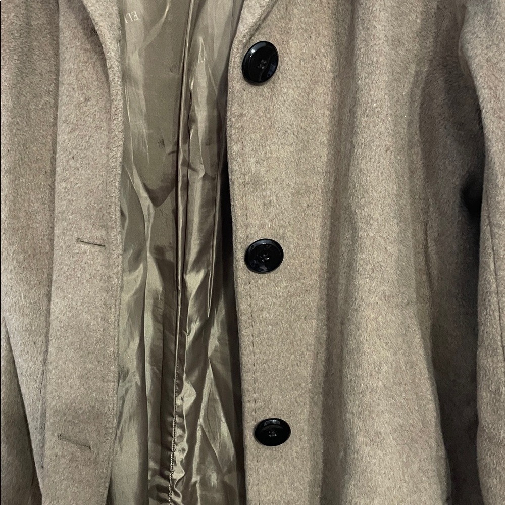 Ellen Tracy Camel Wheat Tan Wool Angora Blend Pea Coat Jacket Size 14W - Picture 8 of 11